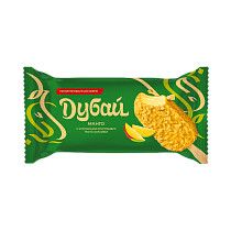 'Mango sherbet in a fatty milk glaze with mango flavor and pieces of crispy dough "Kataifi" "DUBAI MANGO", 1/60 g
